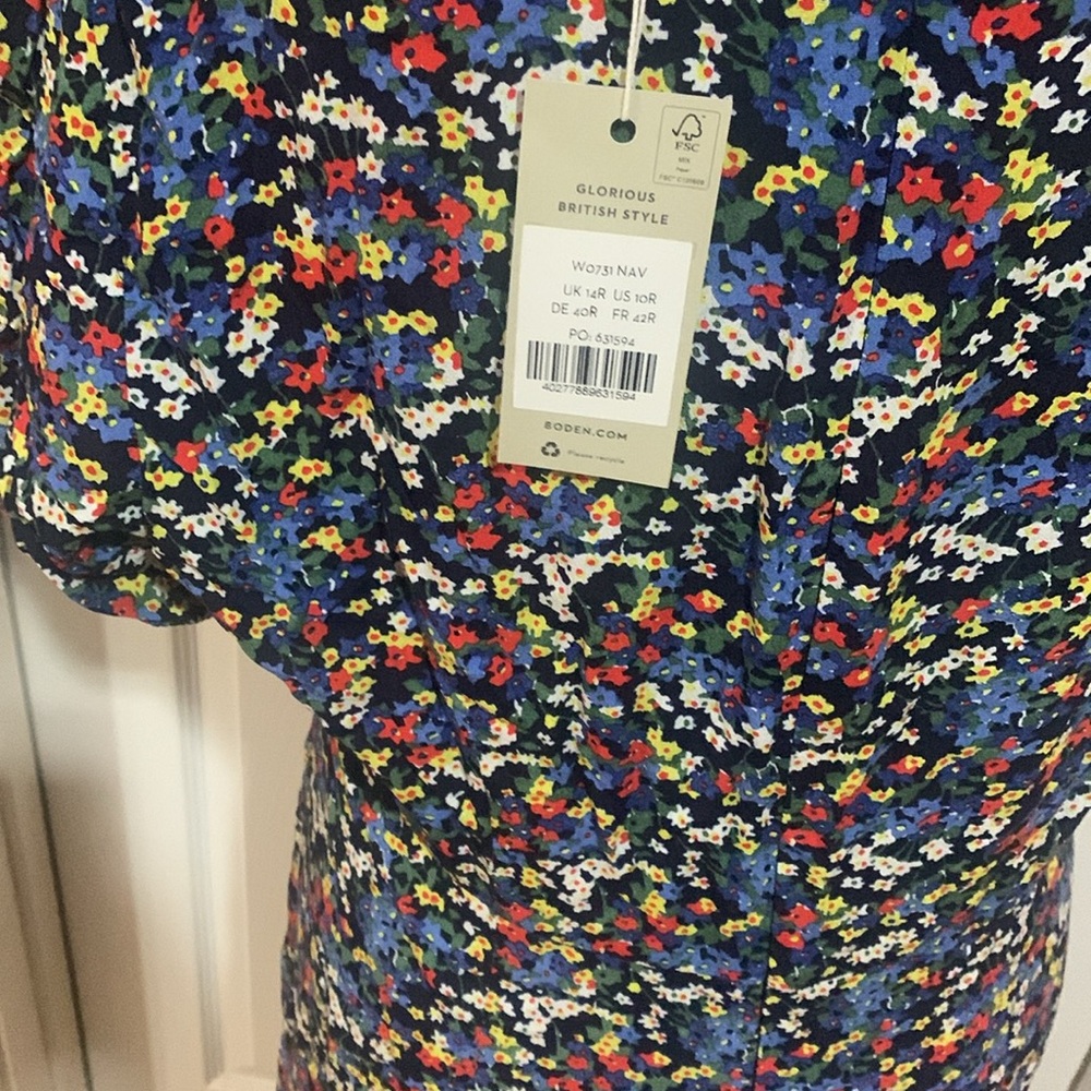 Boden blue red white floral summer boho dress sz 10 - Picture 4 of 4